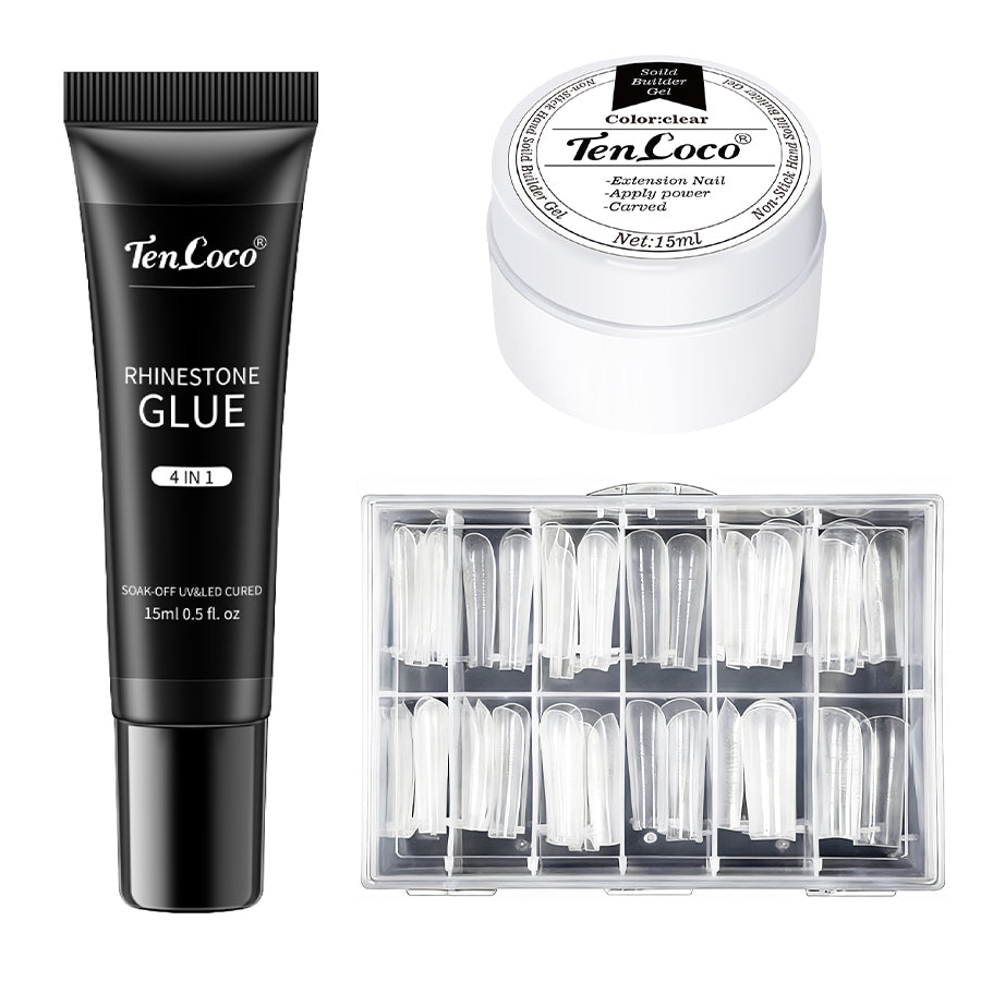 Builder Gel for Nails – 2-in-1 15ml Extension Gel Kit with Nail Forms for DIY Nails